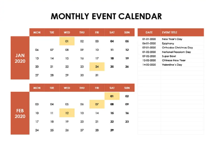 Monthly Event Google Calendar Template by Template.net